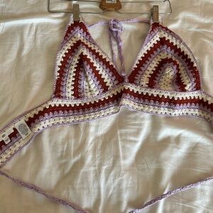 Crochet Halter Top Lilac Lavender BP Size Large
